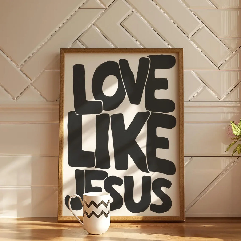 Modern Christian Wall Decor, Love Like Jesus Christian Poster Retro Christian WallArt, Christian Gifts Digital Art, Printable de