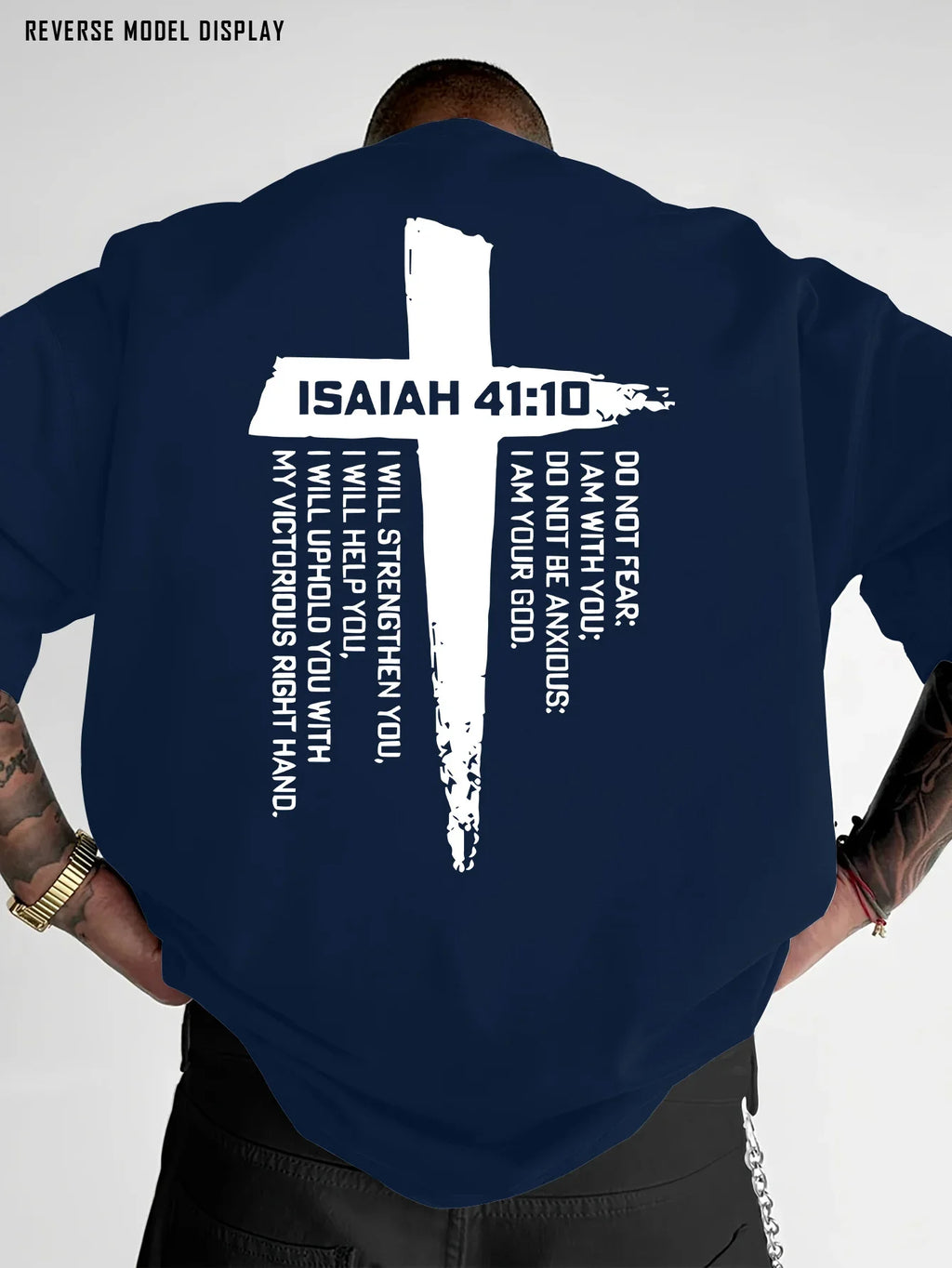 Christian Cross and Bible Verse Graphic Tee for Men Breathable 100% Cotton Perfect for Summer Casual Streetwear Style