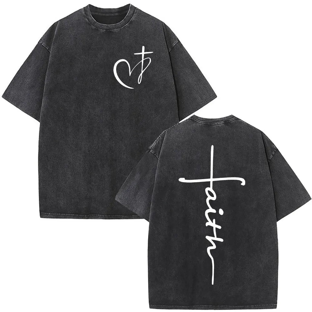 Jesus Is King Christian Graphic Vintage Washed T Shirt Fashion Hip Hop Short Sleeve T-shirts Men Women Cotton Casual T-shirt Top
