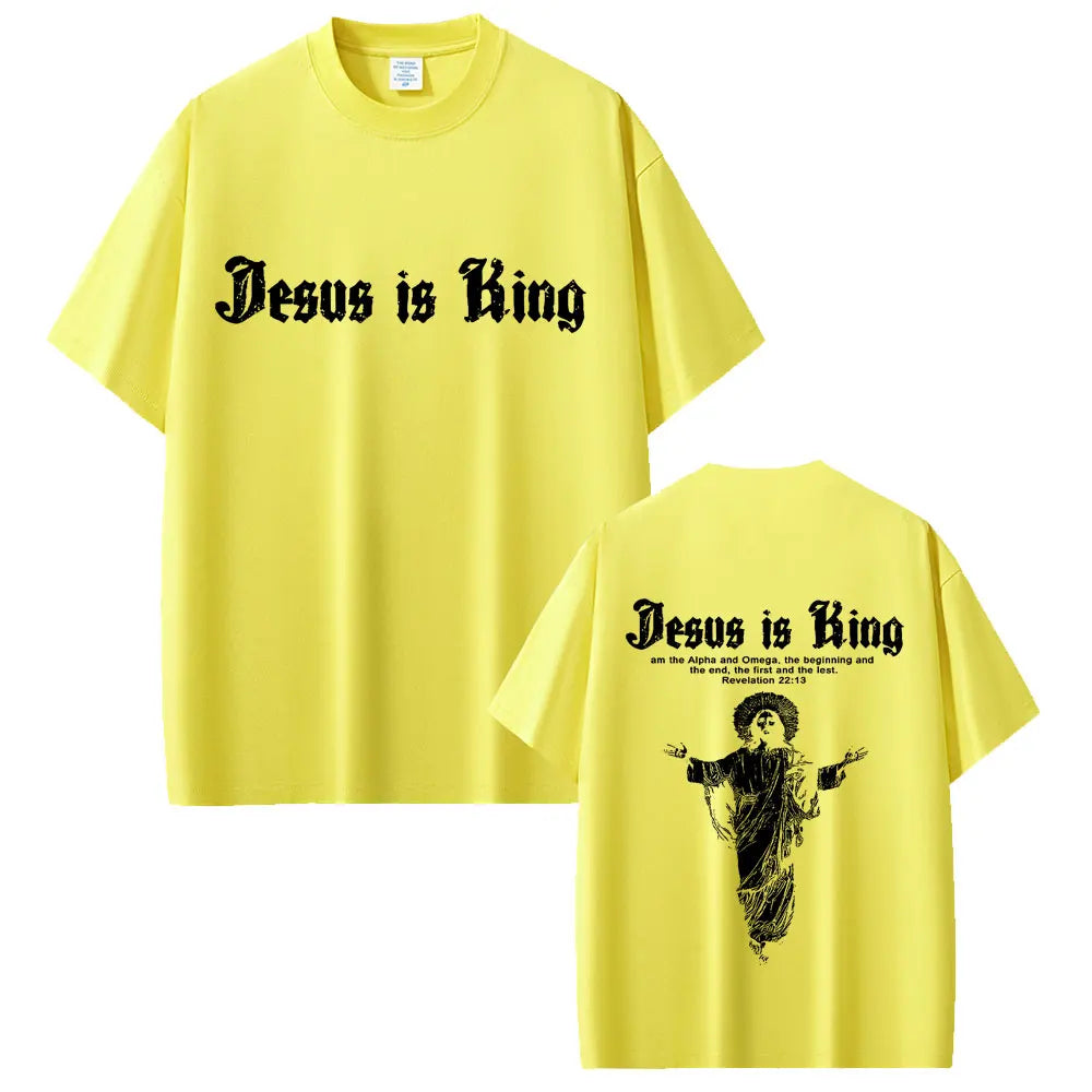 Jesus Is King Graphic T-shirt Christian Religious Short Sleeve T-shirts Summer Men Women Fashion Gothic Rock T Shirt Streetwear