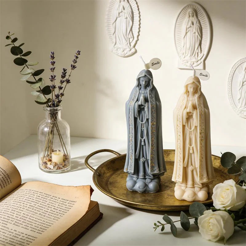 Religious Our Lady of Fatima Prayer Maria Sculptural Candle Silicon Mold Christian Virgin Mary Mother Guadalupe Craft Cast Decor