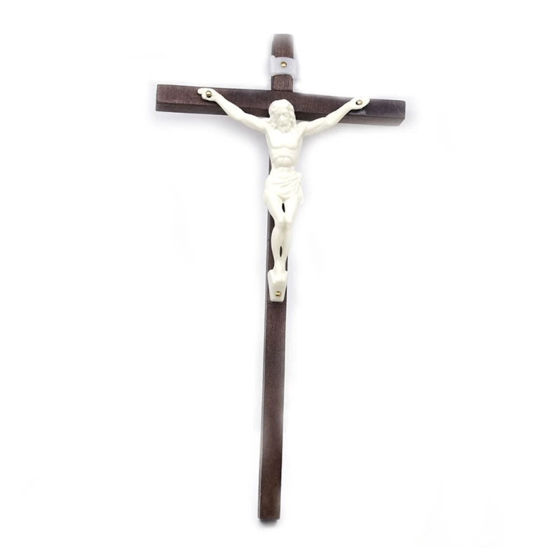 Crucifix Wall Cross Solid Wooden Catholic Cross Decor For Wall Christian Prayer Hand Holding Cross Home Office Decor