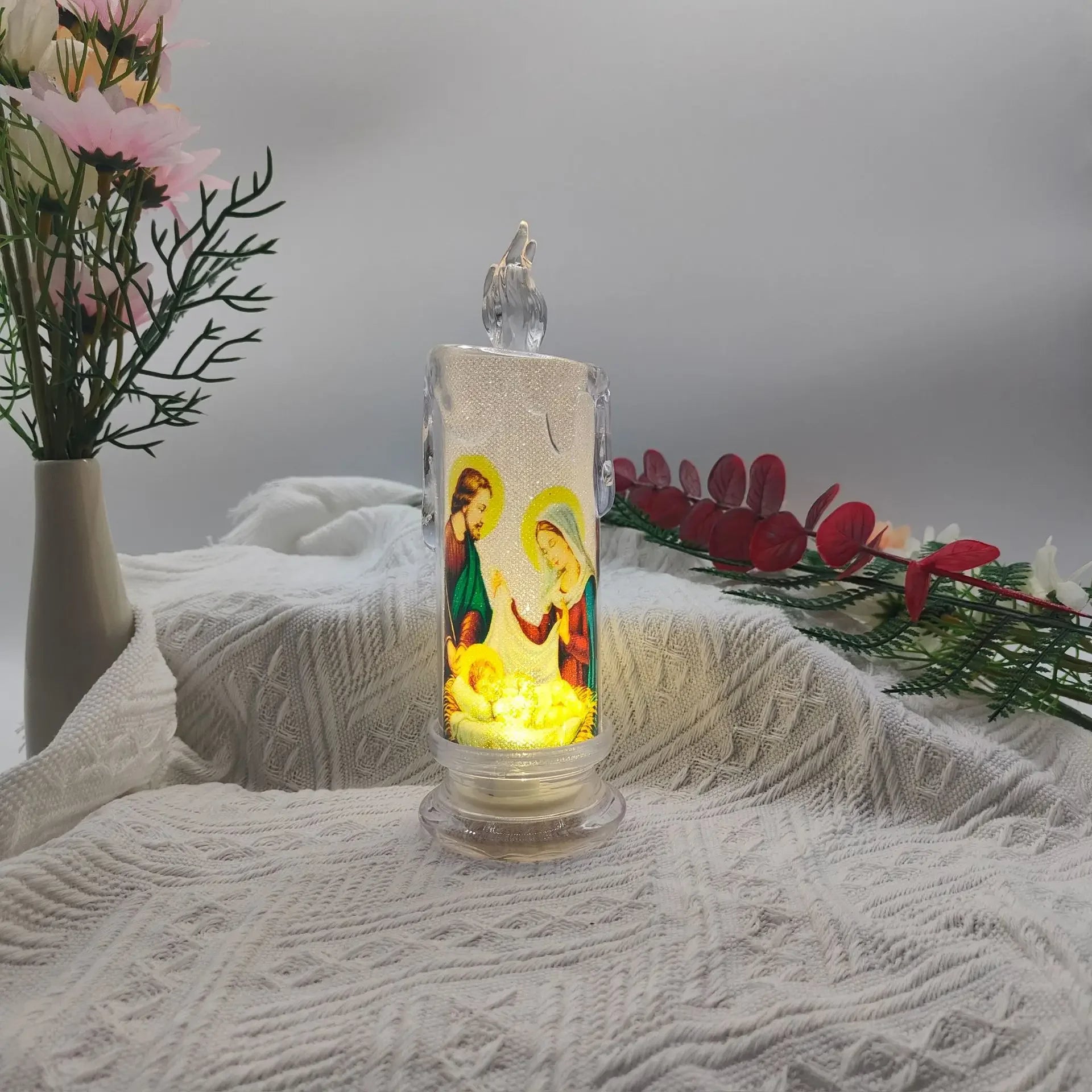 Jesus Christ Candles Lamp LED Tealight Romantic Pillar Light Battery Operated Creative Flameless Electronic Candle candles home