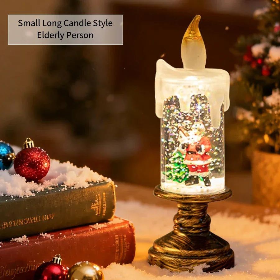 Creative Flameless LED Candle Light Christmas Room Decoration Candle Light Gift Battery Powered Candlestick Lamp Ornaments Light