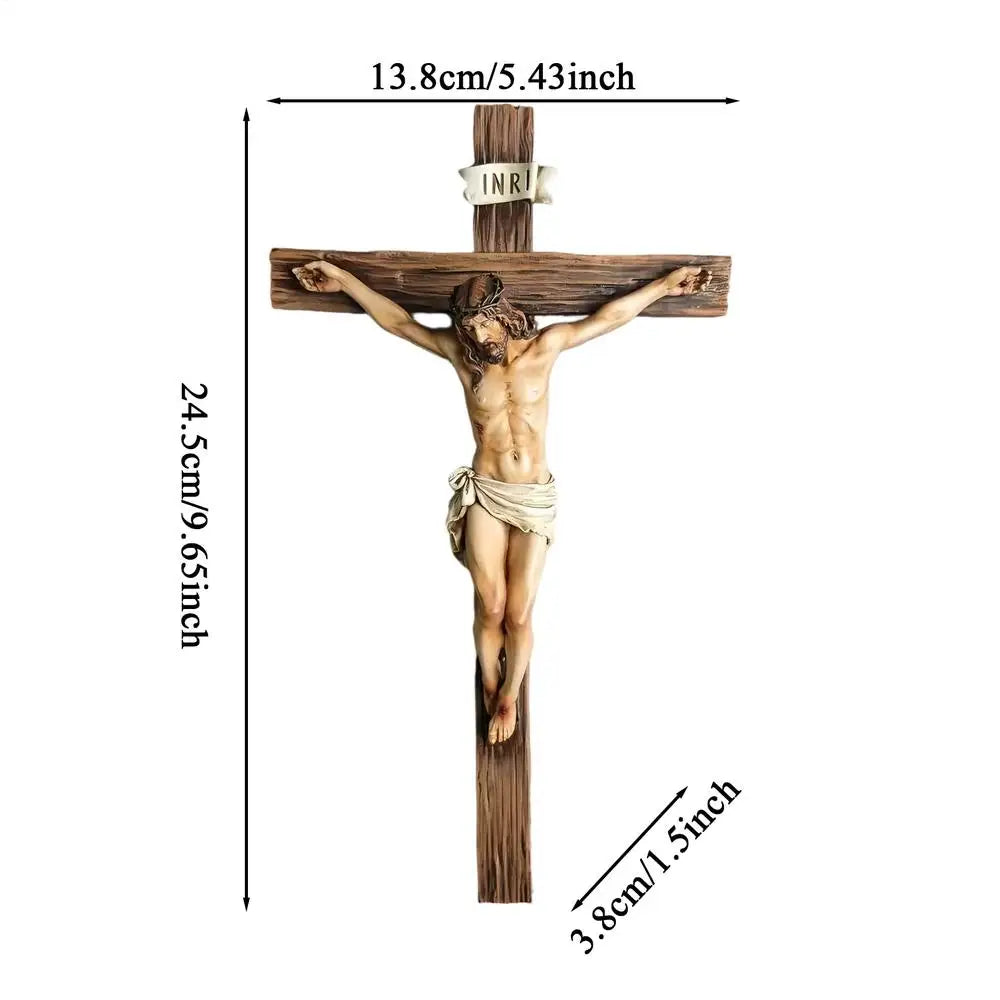 9.6" Christian Gift Religious Jesus Cross Crucifix Statue Resin Saint Catholic Figurine Crafts Wall Hanging Ornament