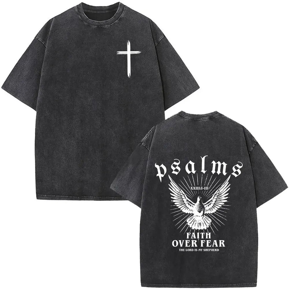 Christian Jesus Forgive Them Father Bible Vintage Washed T-shirts Men's Women Gothic Fashion Oversized T Shirts Tops Streetwear