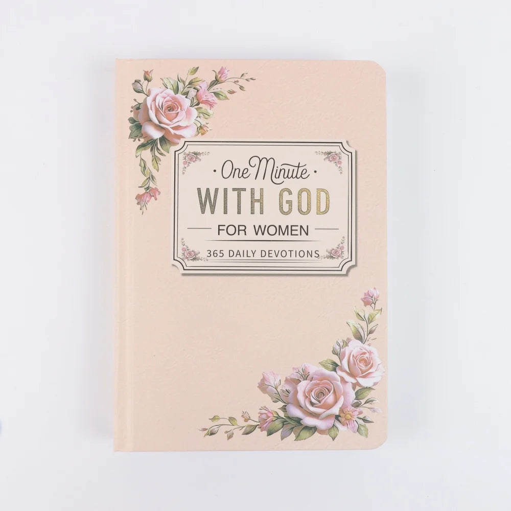 Women's Devotional Journal "One Minute with God" | 365 Daily Devotions | Pink Rose Cover | Faith Growth Gift