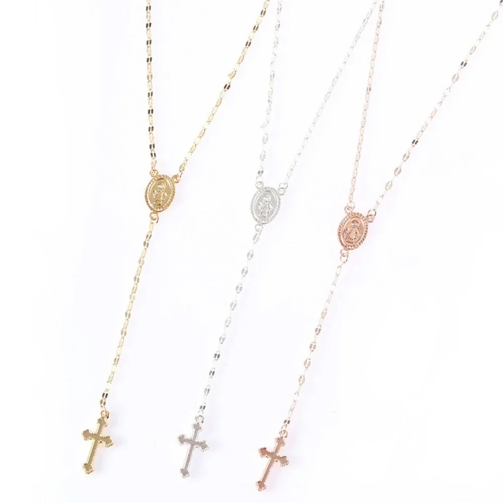 2026 New Fashion Vintage Christian Cross Bohemia Religious Rosary Pendant Necklace for Women Charm Fashion Jewelry Gifts