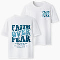 2026 Summer New Faith Over Fear Christian Classic High Quality Casual Breathable Men's and Women's Round-neck T-shirt