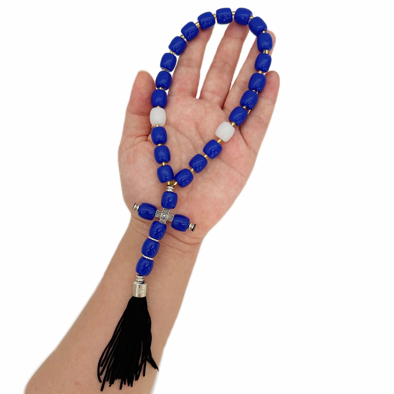 Handmade Christian Orthodox Greek Komboskoini knot Prayer RopeProtection Blessing Cross Charm Tassel Home Ornaments Car Hanging