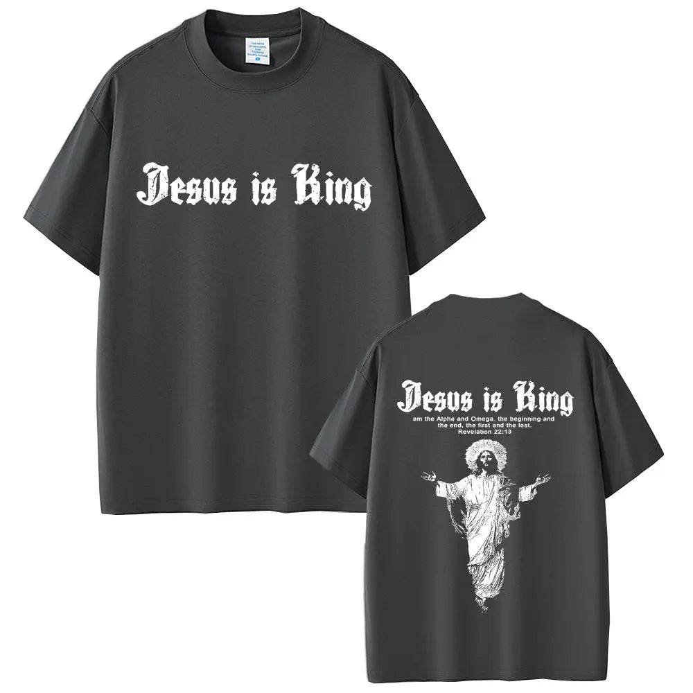 Jesus Is King Graphic T-shirt Christian Religious Short Sleeve T-shirts Summer Men Women Fashion Gothic Rock T Shirt Streetwear