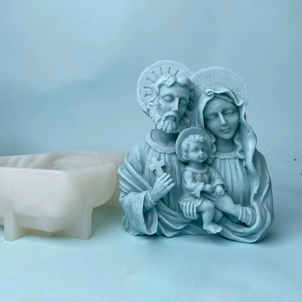Jesus Family Candle Silicone Mold Religion Virgin Mary Statue Aroma Gypsum Mold DIY Catholic Holy Home Decoration