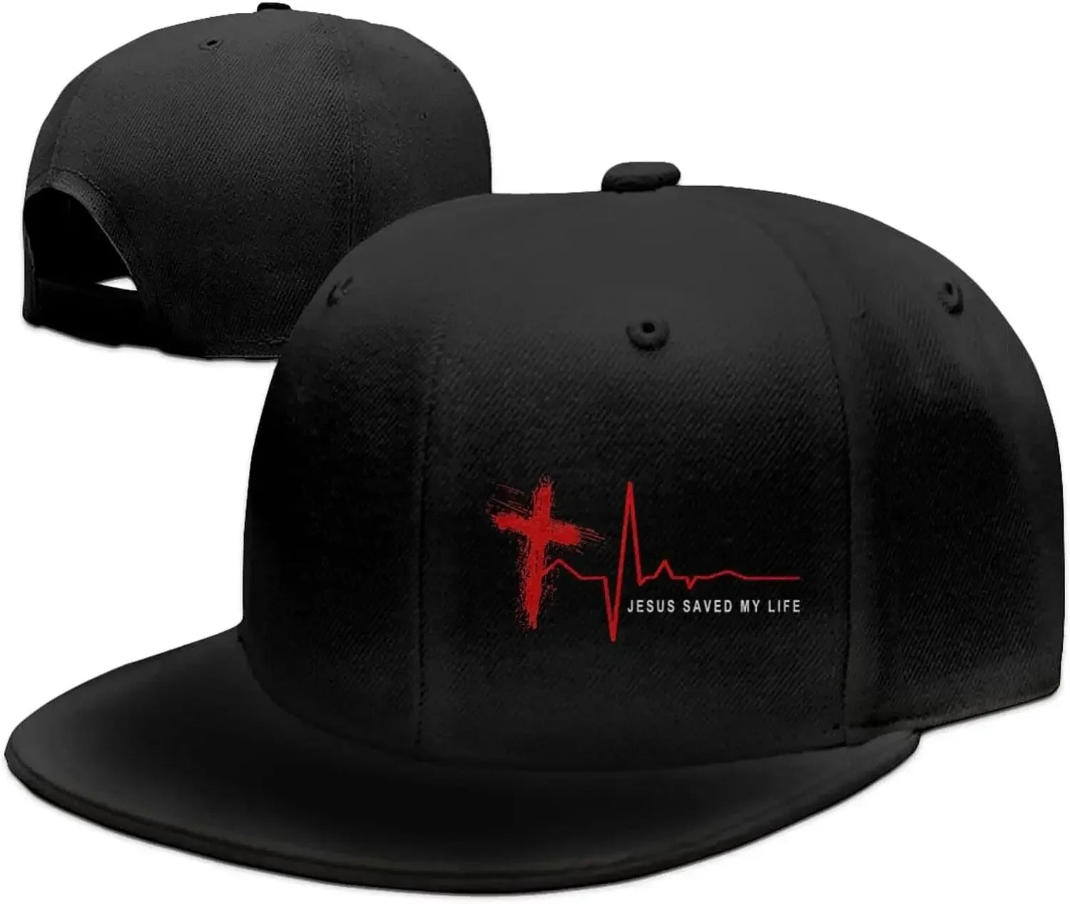 Christian Jesus Saved My Life Cross Snapback Hats for Men Baseball Cap Adjustable Flat Bill Trucker Dad Gift,Husband,Boy Friend
