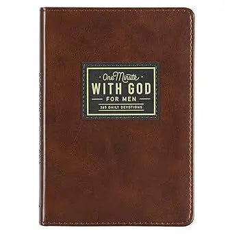 One Minute With God Daily Prayer Book for Men, 365-Day Brown Leather Devotional Journal, Christian Gift for Fathers & Brothers
