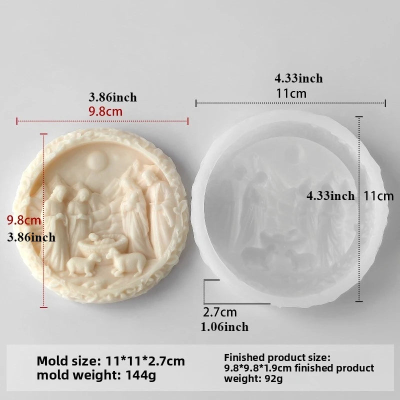 Virgin Jesus Family Silicone Candle Mold DIY Catholic Nativity Statue Craft Gypsum Cement Soap Mold Religious Decoration Gift