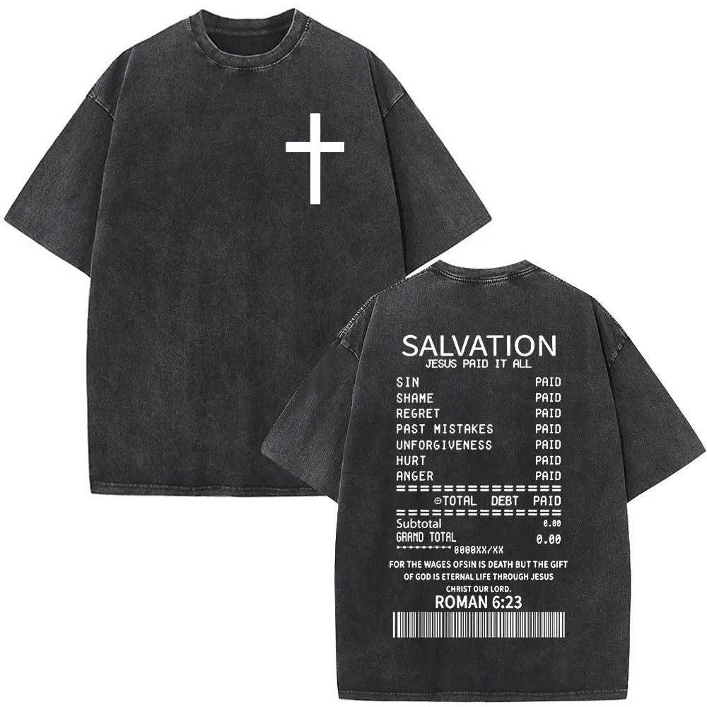 Christian Jesus Forgive Them Father Bible Vintage Washed T-shirts Men's Women Gothic Fashion Oversized T Shirts Tops Streetwear