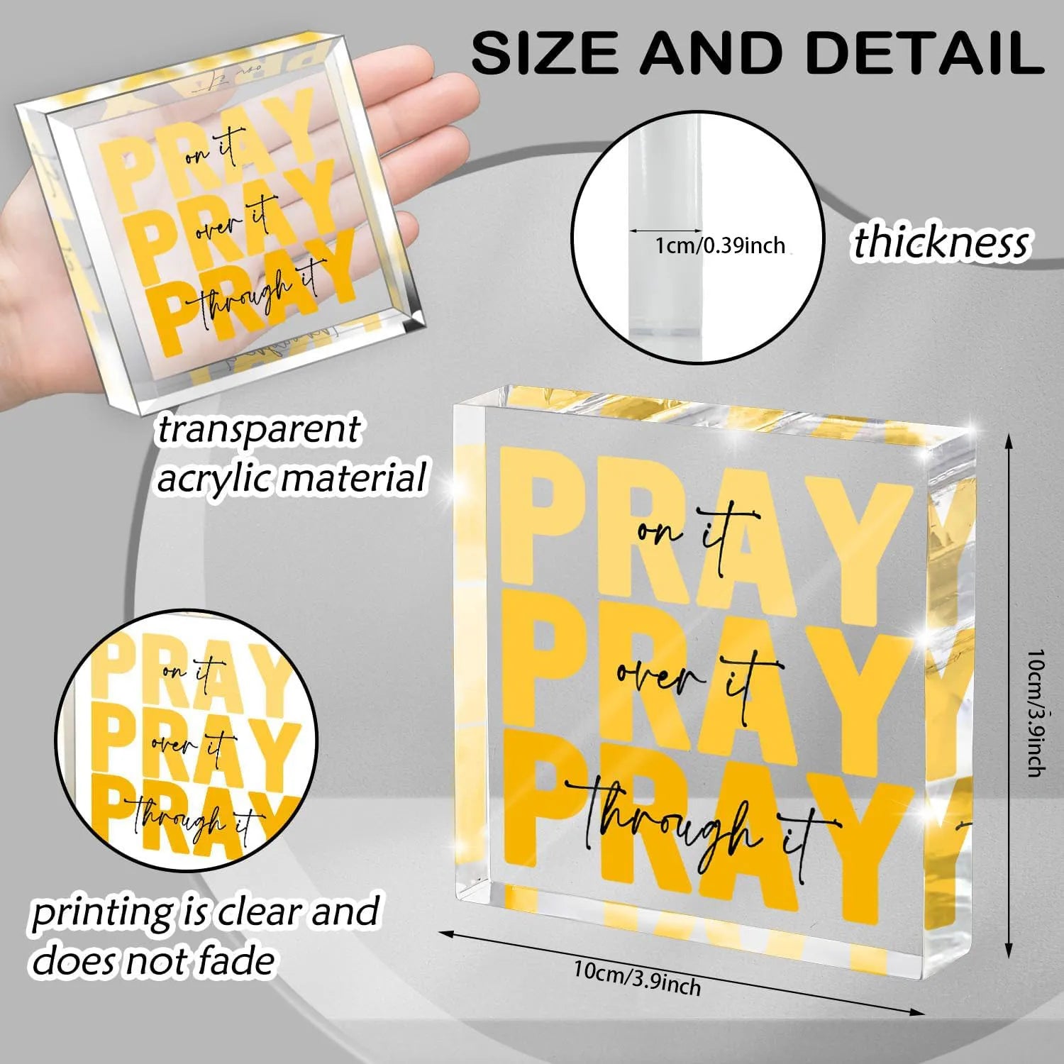 Yellow Dorm Room Decor for Women, Ideal Christian Gifts for Women - Pray On It,Pray Over It - Bible Verse Desk Art, Inspiration