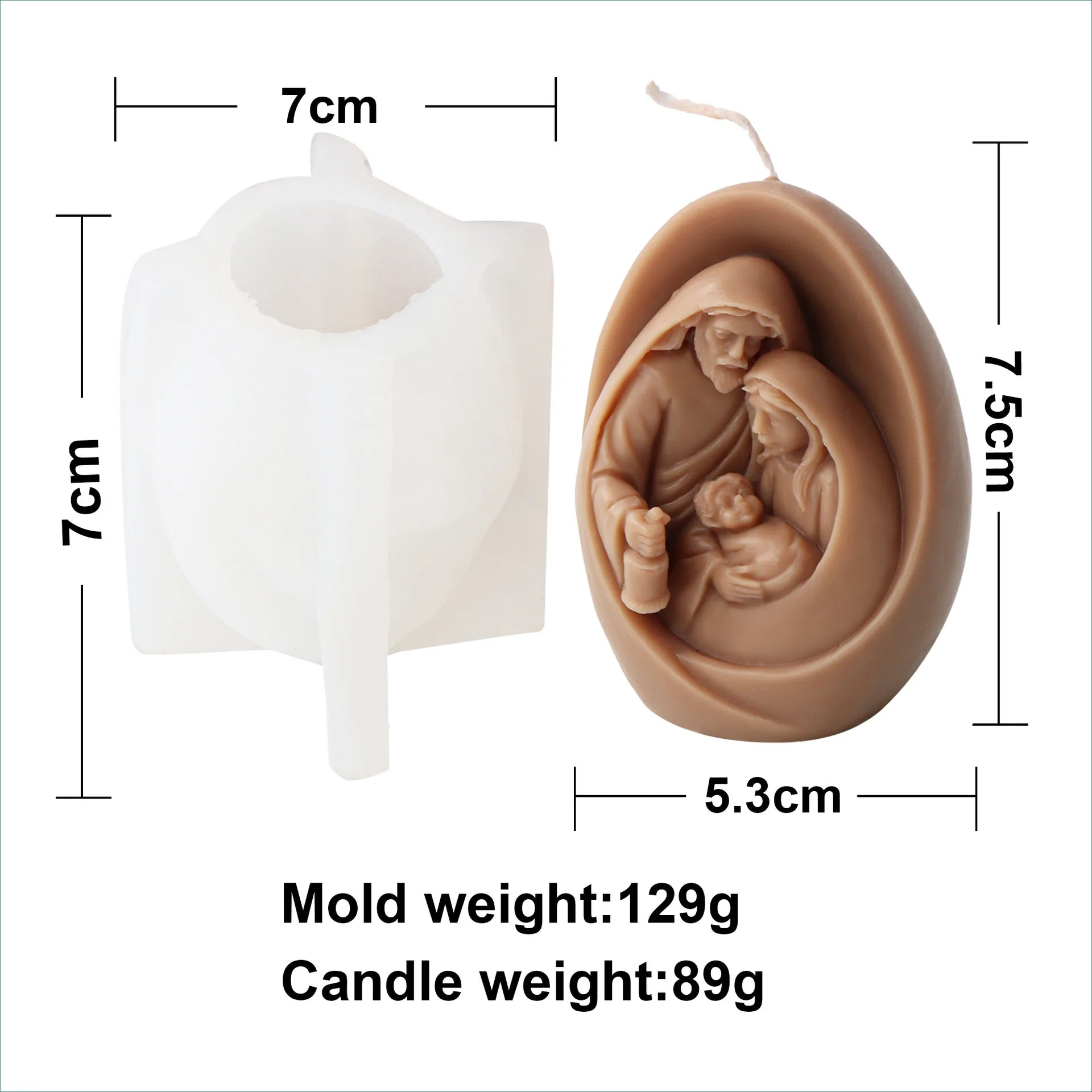 Catholic Holy Family Candle Mold Jesus Virgin Mary Figurine Silicone Mould Handmade 3D Gift Christmas Home Decoration DIY Molds