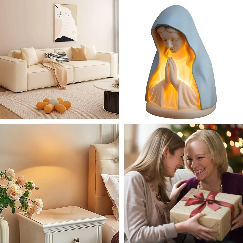 Virgin Mary Night Light LED Religious Table Lamp for Bedroom Prayer Room Nursery Reading Corner Home Decoration Christmas Gift