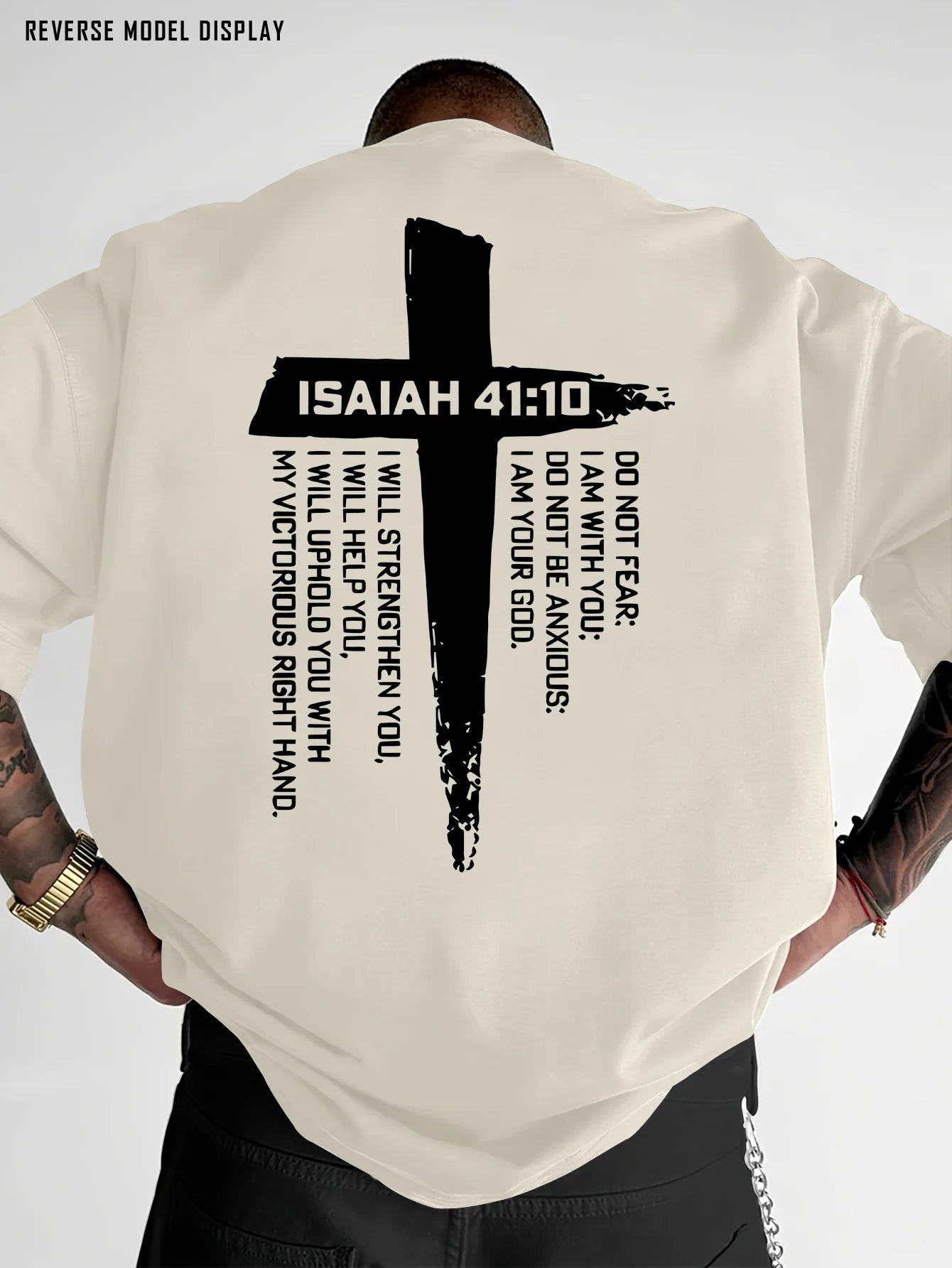Christian Cross and Bible Verse Graphic Tee for Men Breathable 100% Cotton Perfect for Summer Casual Streetwear Style