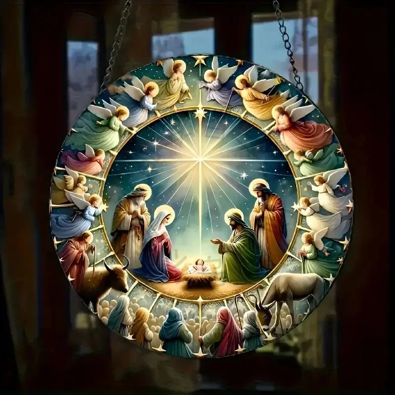 Christian Nativity 2D Wooden Home Decorations Hanging Window Garden Door Garlands Religious Theme 2026 Christmas New Year gift