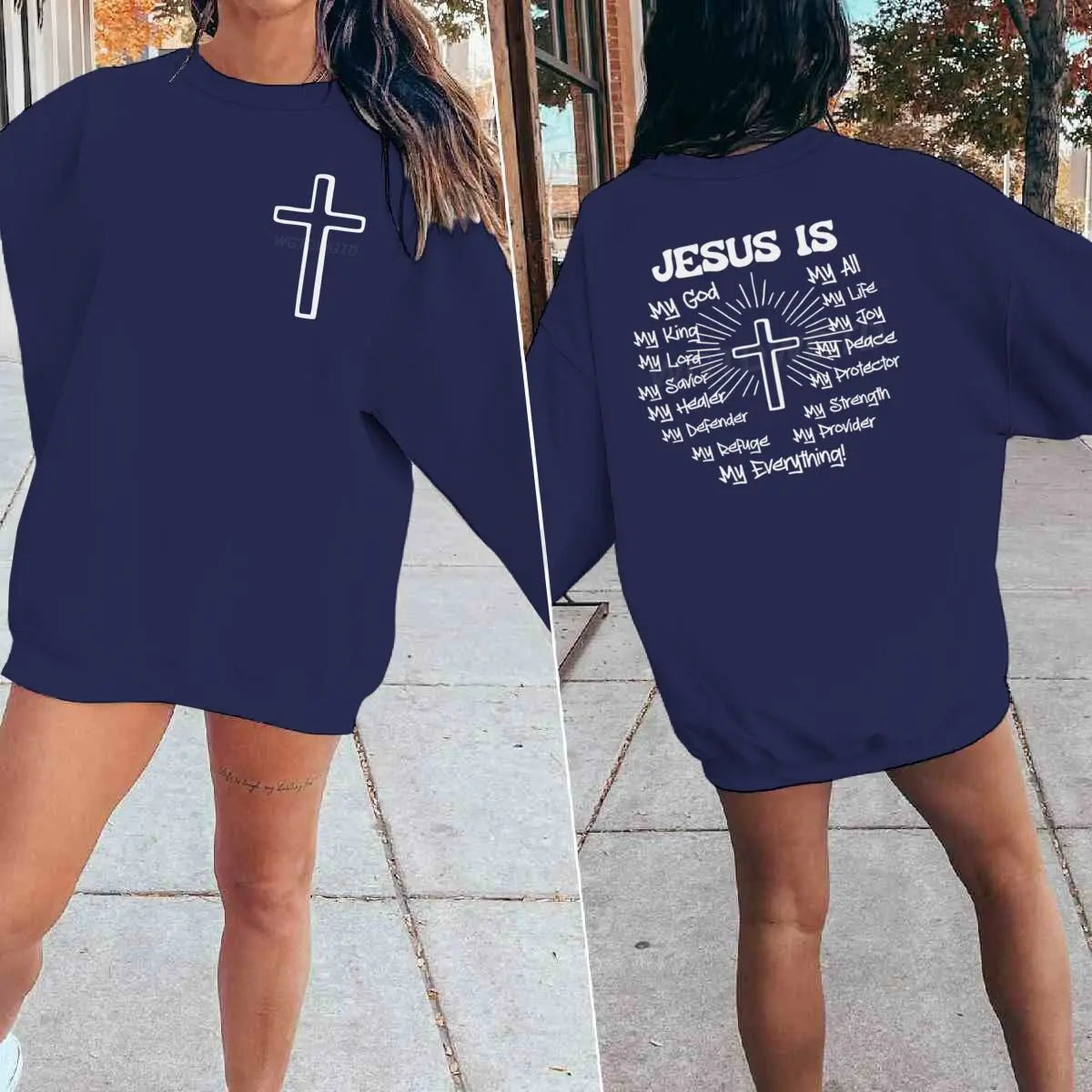 Jesus Is My King Men's Women's Clothing Gift for Christian Street Style Sweatshirt Unisex Jesus Religious Believe Sweater