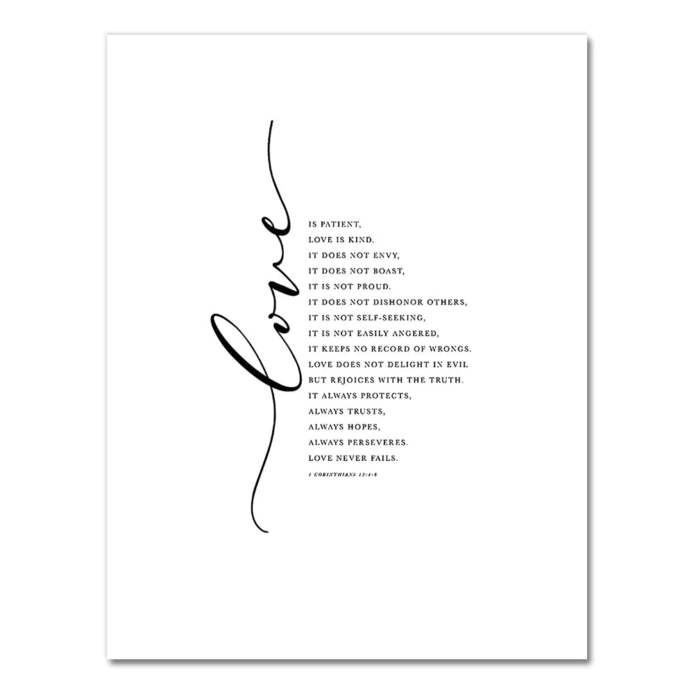 Christian Bible Verse Quote Posters and Prints Black White Wall Pictures Scripture Christ Wall Art Canvas Painting Home Decor