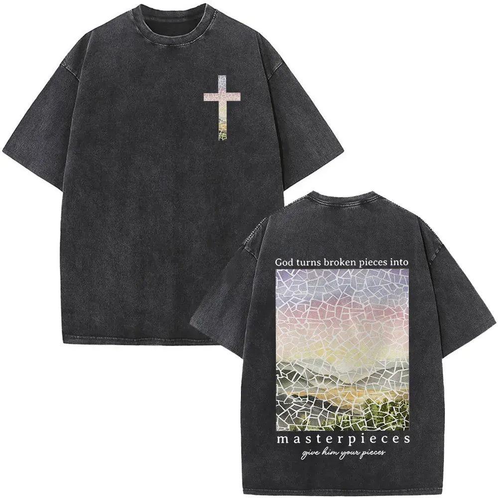 Jesus Is King Christian Religious Bible Vintage Washed T-shirt Men Women Cotton Casual Short Sleeve Oversized T Shirt Streetwear