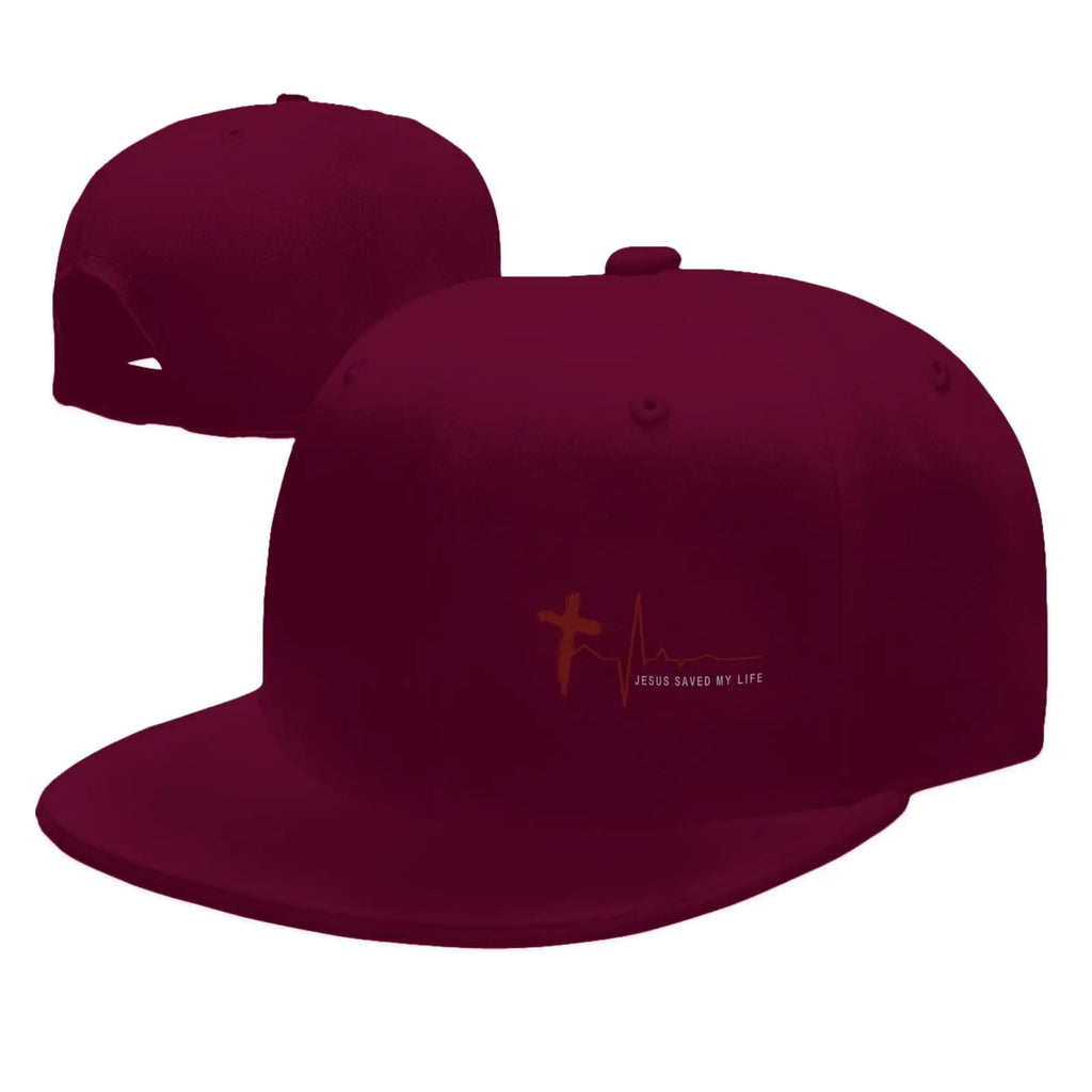 Christian Jesus Saved My Life Cross Snapback Hats for Men Baseball Cap Adjustable Flat Bill Trucker Dad Gift,Husband,Boy Friend