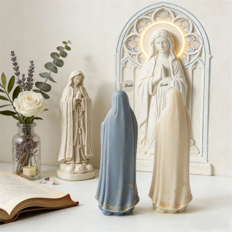 Religious Our Lady of Fatima Prayer Maria Sculptural Candle Silicon Mold Christian Virgin Mary Mother Guadalupe Craft Cast Decor