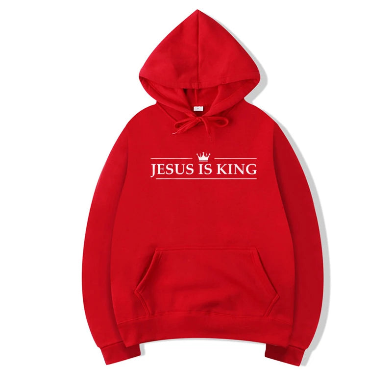 Jesus Is King Hoodie Christian Faith Sweatshirts Gift Man Woman Pullover Tops Streetwear Gift Funny Hooded Letter Printed Outfit