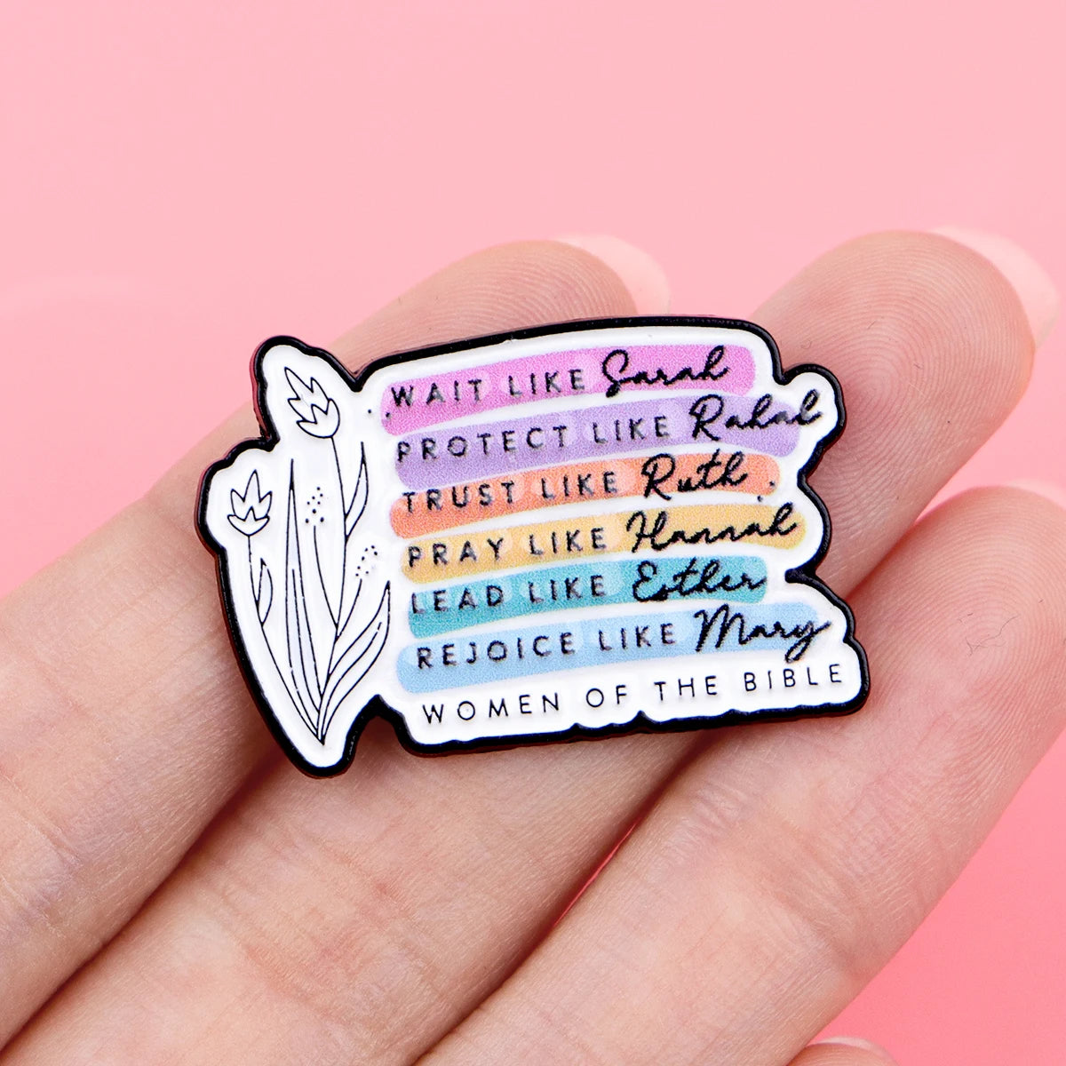 Christian Quotes Enamel Pin Flowers Brooch Pines Lapel Pins Badge on Backpack Clothing Accessories Fashion Jewelry Friends Gifts