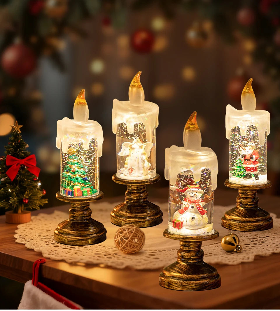 Creative Flameless LED Candle Light Christmas Room Decoration Candle Light Gift Battery Powered Candlestick Lamp Ornaments Light