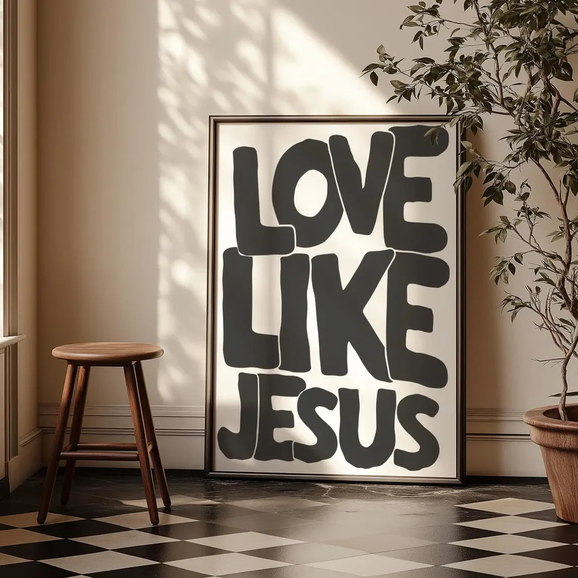 Modern Christian Wall Decor, Love Like Jesus Christian Poster Retro Christian WallArt, Christian Gifts Digital Art, Printable de