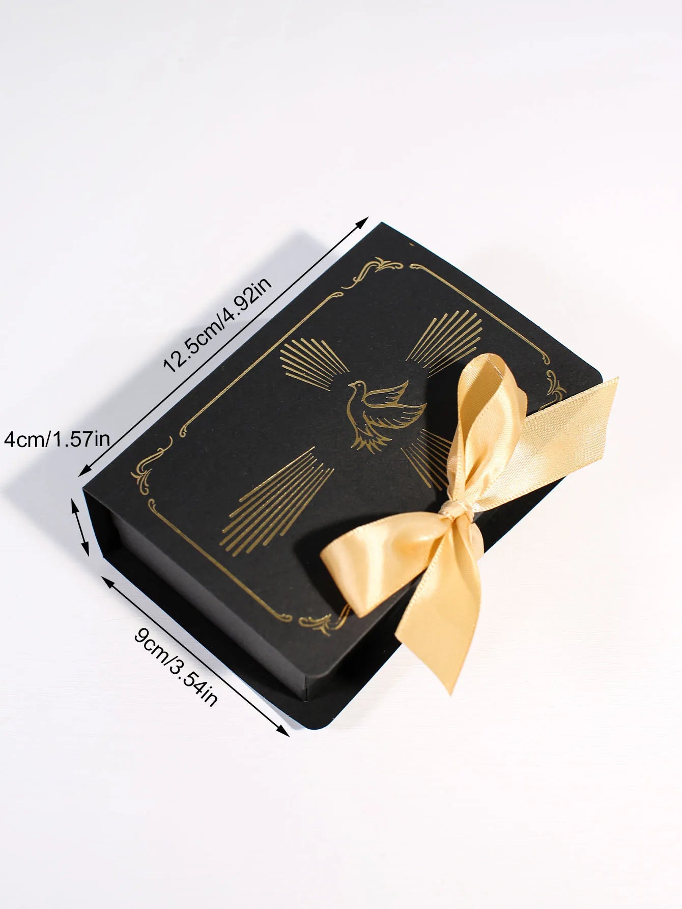 Christian baptism gift box, gold and silver ribbons, a dove in the cross pattern, baptism candy box, sacred baptism