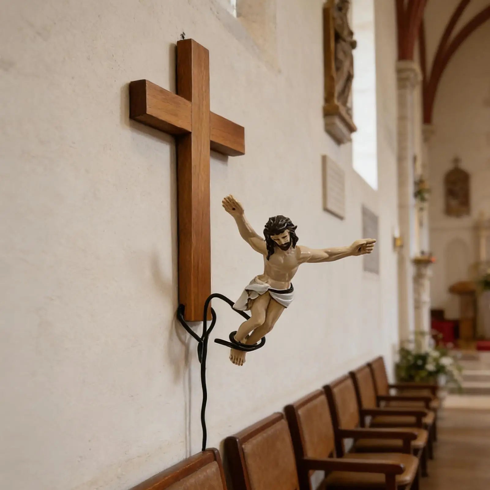Jumping Jesus Wall Decor Humorous Religious Statue Jesus Decor for Christian Easter Home Living Room Bedroom Farmhouse Indoor