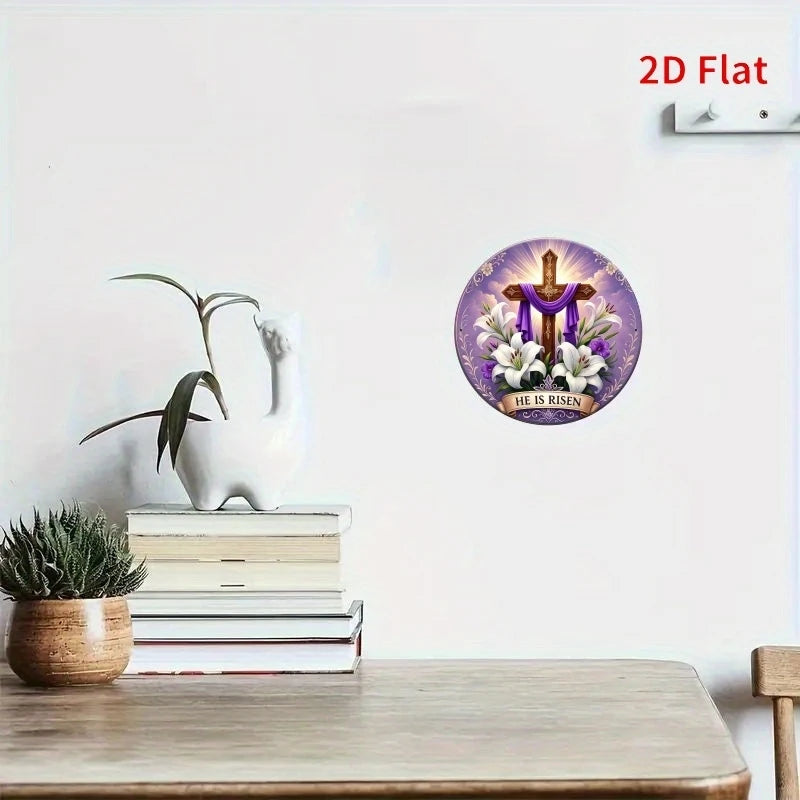 20CM 1PCS 2D Christianity Cross Wooden Disc Furniture Hanging Wall Decoration Church Decoration Easter Decoration Gift Faith