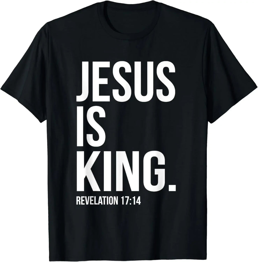 Christian Jesus Is King Design Crown T-Shirt Street Casual Couple Clothes T Shirts for Men Camisetas Streetwear
