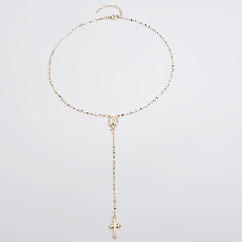 2025 New Fashion Vintage Christian Cross Bohemia Religious Rosary Pendant Necklace For Women Charm Jewelry Gifts Wholesale