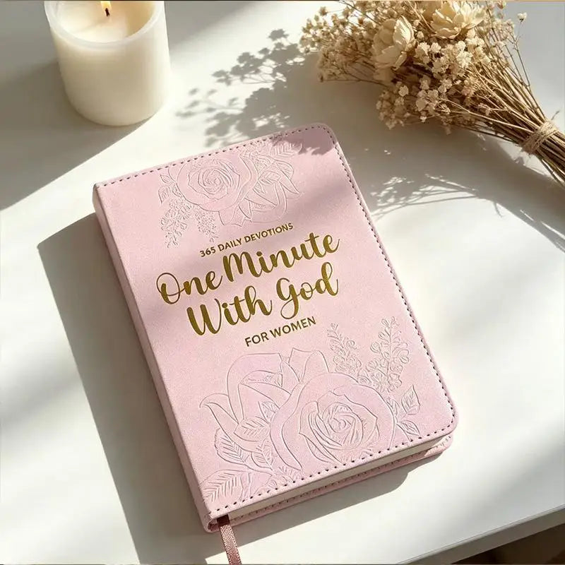 365 Days Daily Prayer Leather Brown And Pink Notebook Portable Daily Devotional Journal Faith Stationery Supplies For Women