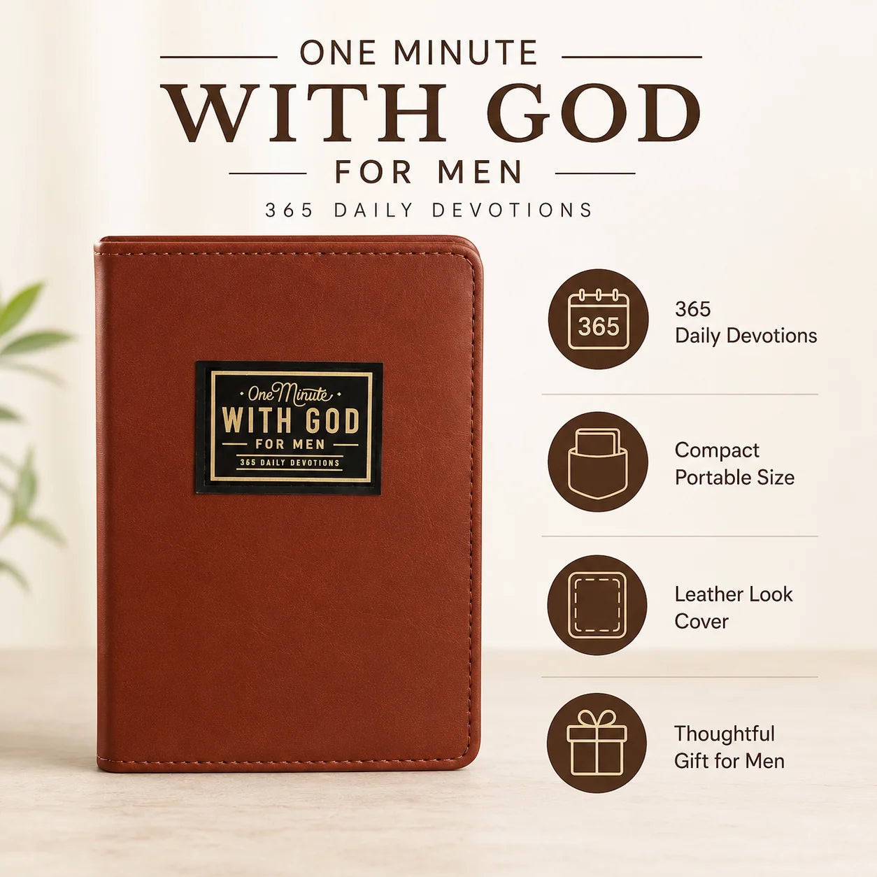 Men’s Prayer Journal One Minute With God 365 Daily Devotions Bible Study Diary Leather Christian Book