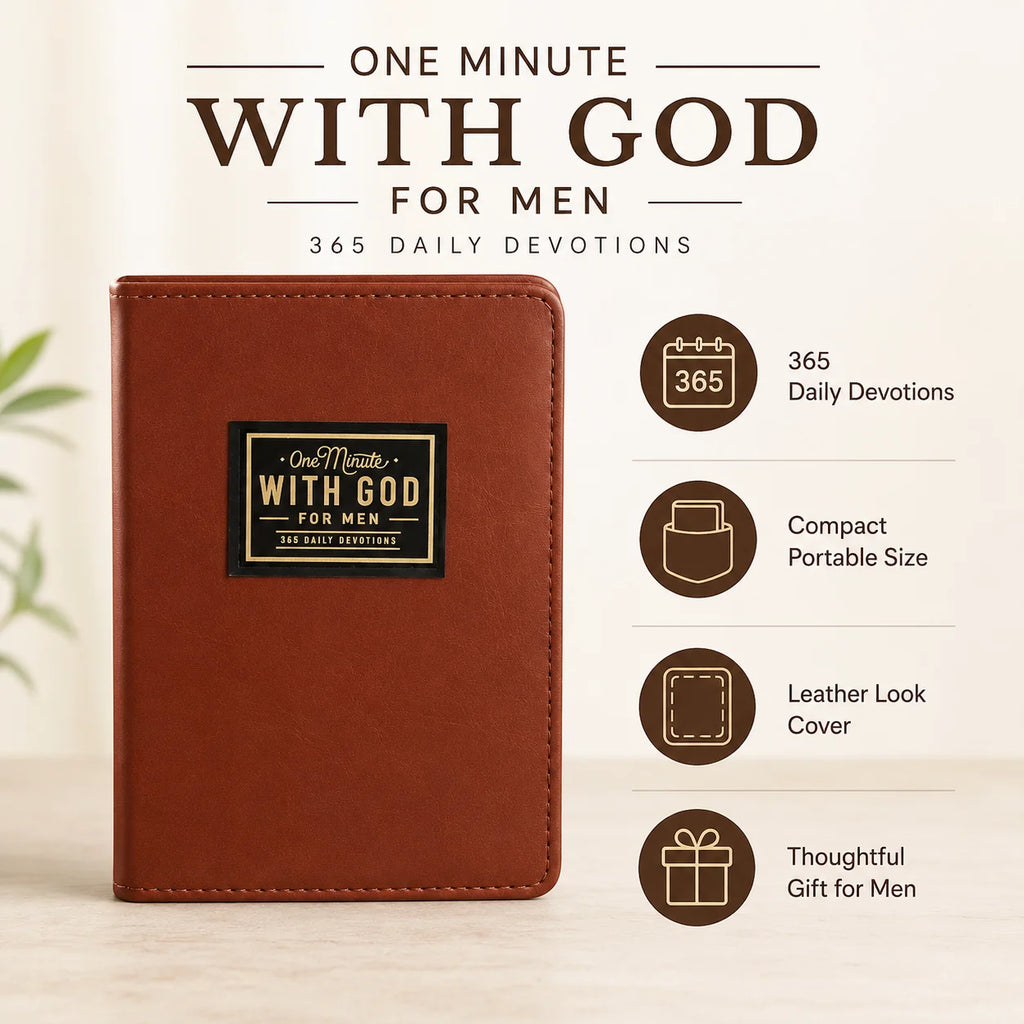 Men’s Prayer Journal One Minute With God 365 Daily Devotions Bible Study Diary Leather Christian Book