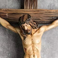 Religious Jesus Cross Crucifix Statue for Christian Home Decors Saint Catholic Figurine Crafts Wall Hanging Ornament