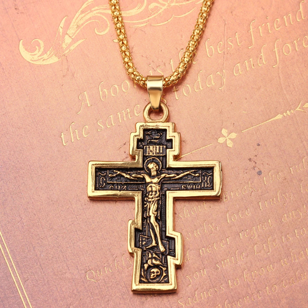 Christian Orthodox Cross Jesus Cross Pendant Necklace Jesus Men Women for Fashion Personality Accessories