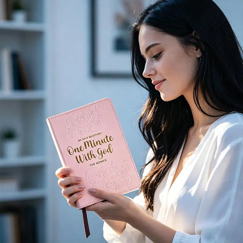 365 Days Daily Prayer Leather Brown And Pink Notebook Portable Daily Devotional Journal Faith Stationery Supplies For Women