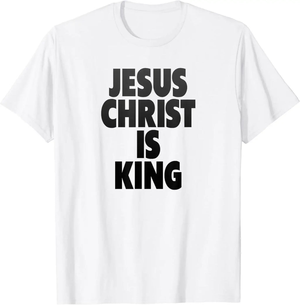 Christian Jesus Is King Design Crown T-Shirt Street Casual Couple Clothes T Shirts for Men Camisetas Streetwear