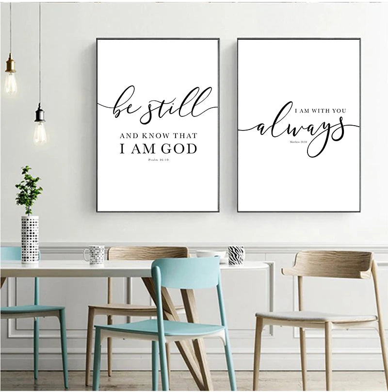 Christian Bible Verse Quote Posters and Prints Black White Wall Pictures Scripture Christ Wall Art Canvas Painting Home Decor