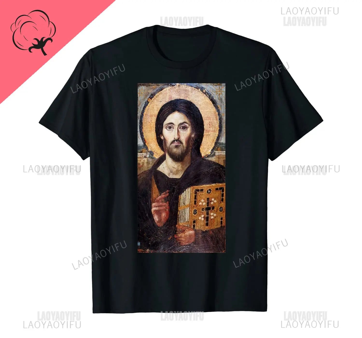 Jesus Christ Pantocrator Icon Sinai Orthodox Christian Man Gift Printed T-Shirt Summer Women Short Sleeve O-Neck Unisex T Shirt