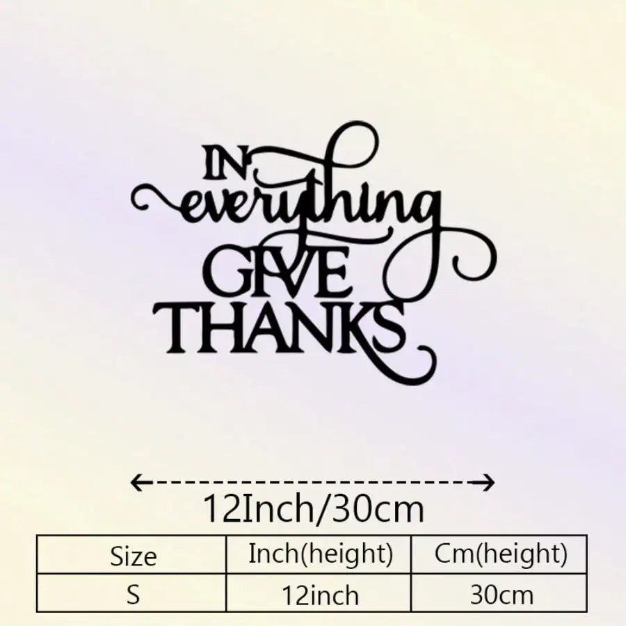 Christian "Be Thankful for Everything" Metal Wall Art, Retro Black White Ironwork - Home Church Gift & Scripture Decor