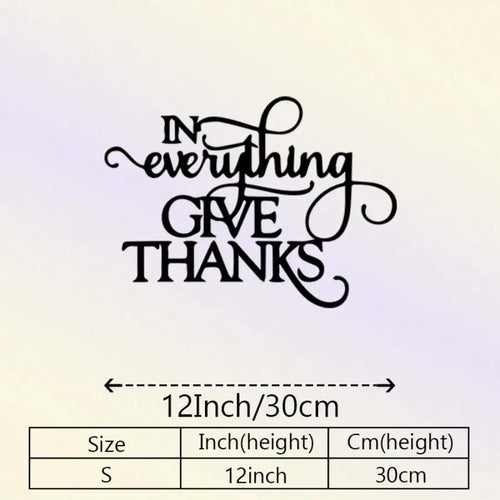 Christian "Be Thankful for Everything" Metal Wall Art, Retro Black White Ironwork - Home Church Gift & Scripture Decor